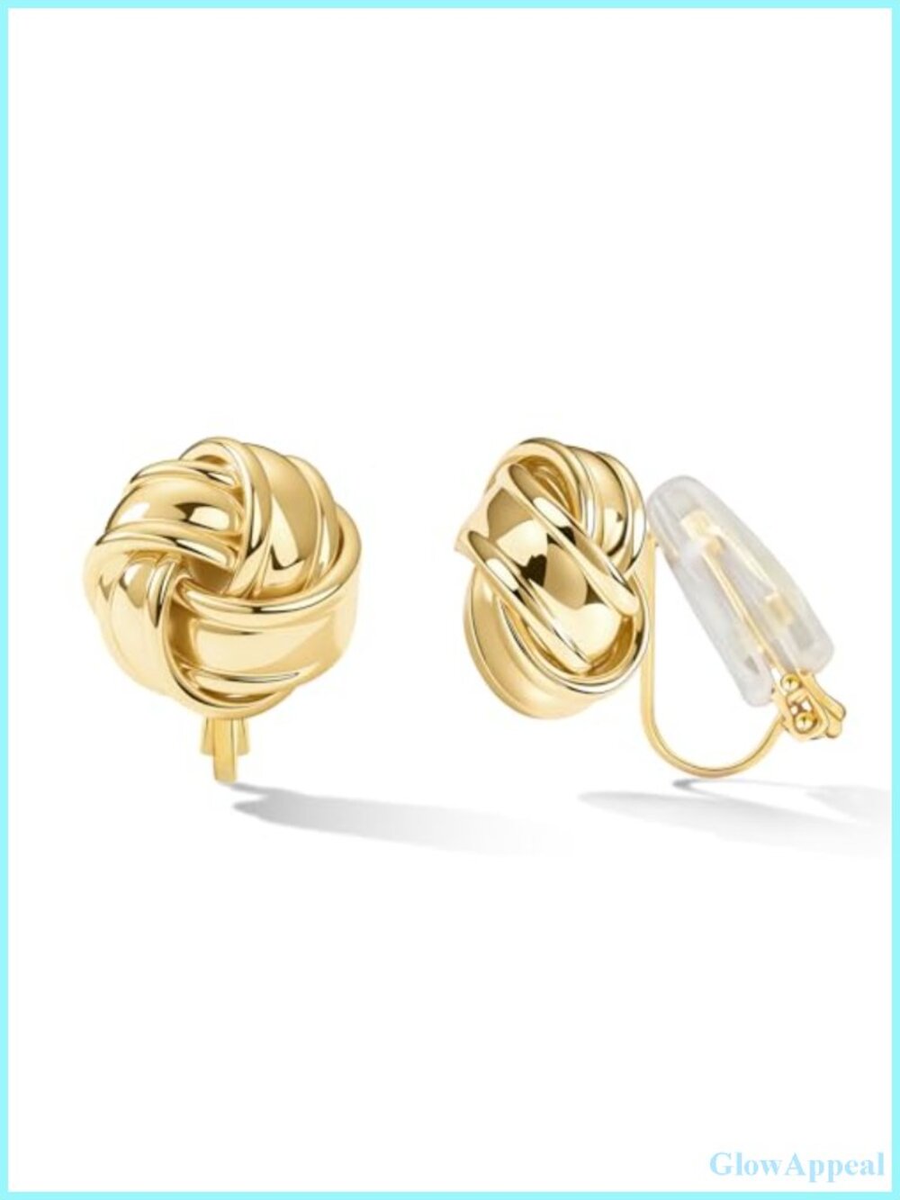 Clip On Earrings for Women, Gold Plated Brass, Hypoallergenic, No Piercing, 2